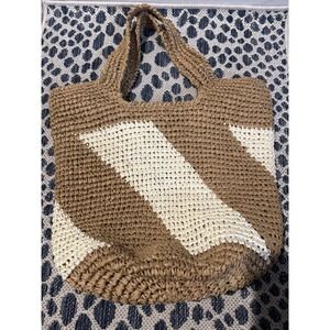Btb Los Angeles Two Tone Boho Raffia Tote